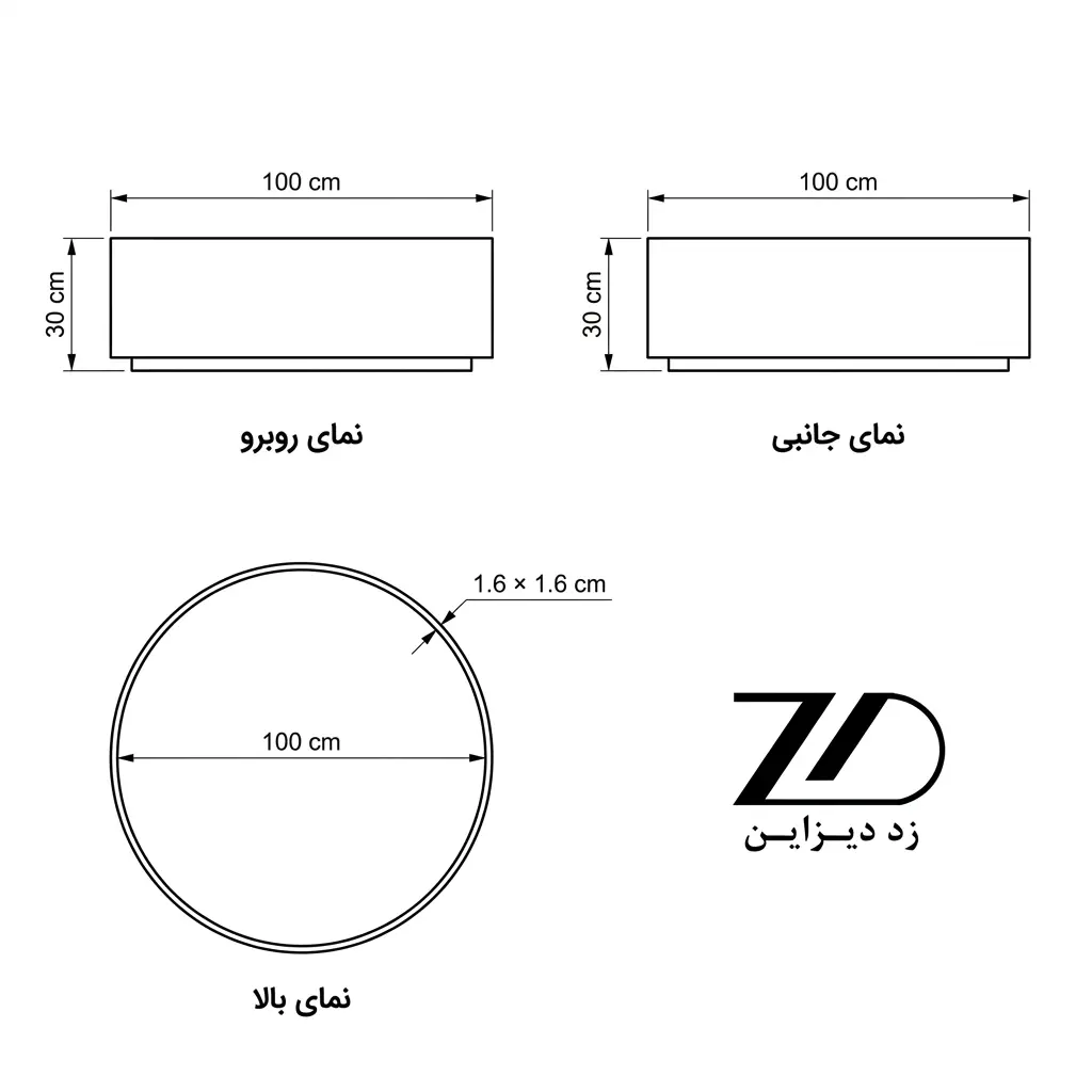 نقشه فنی میز جلو مبلی چوبی نیلسا