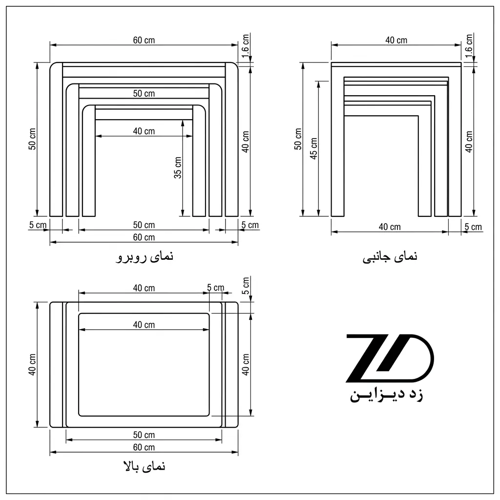 نقشه فنی میز عسلی گندم