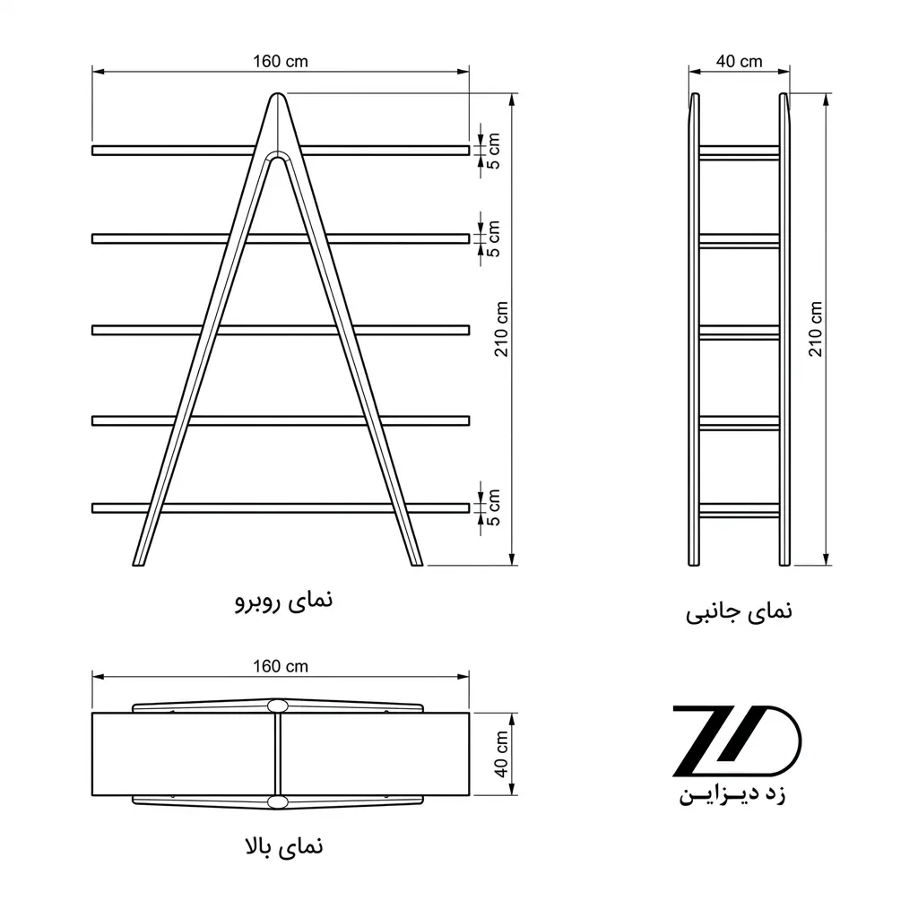 نقشه فنی کتابخانه چوبی نیوشا