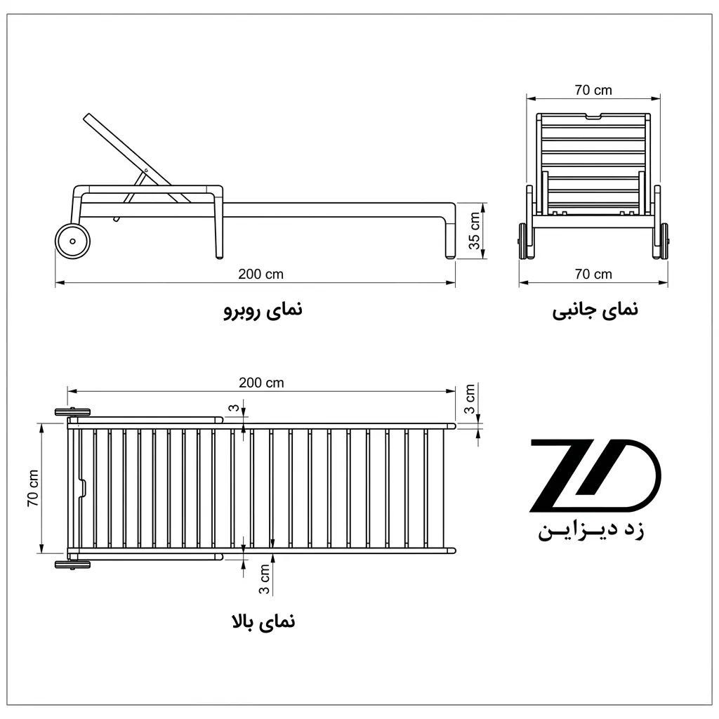 نقشه فنی تخت کنار استخر شقایق