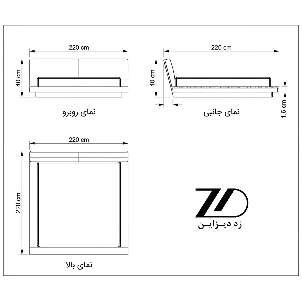 نقشه فنی تخت خواب سلین