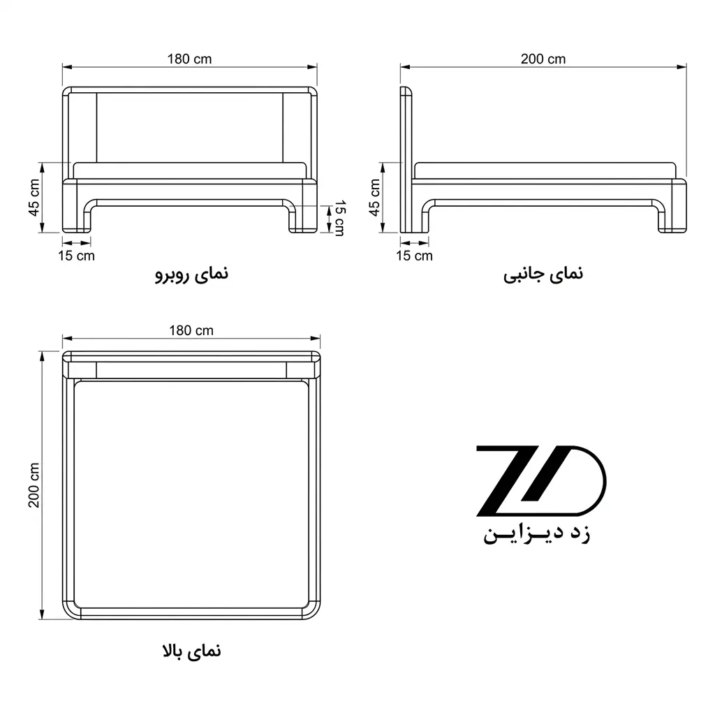 نقشه فنی تخت دو نفره اینفینیتی