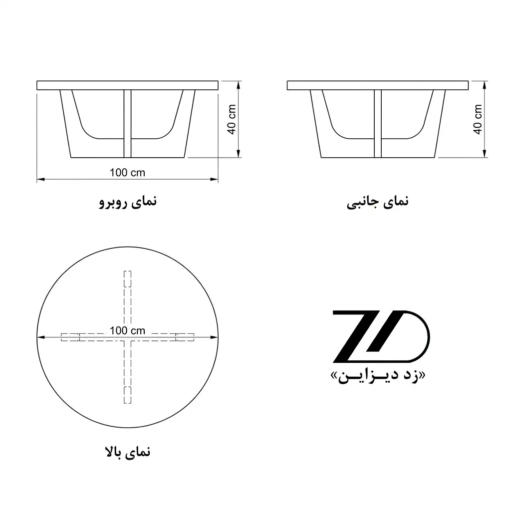 نقشه فنی میز جلو مبلی آدیسا
